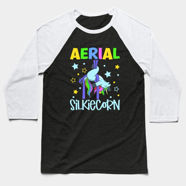 Aerial Silkiecorn - Aerial Silks Baseball T-Shirt by Modern Medieval Design